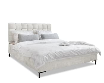 Eve - Bett mit Kopfteil aus Chenille-Stoff, 140cmx200cm, Beige