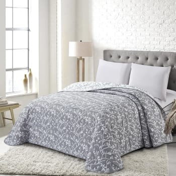 Flory - Colcha primavera verano jacquard poliéster gris 300x270  cama de 200