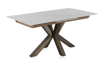 Table à rallonge en céramique blanche 160/210x90