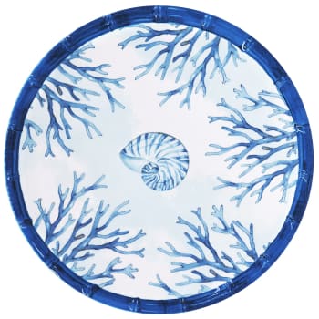 Grande assiette plate en mélamine imprimé de coraux Ø 28 cm