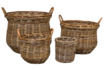 MISNODE Set Di 3 Cestini Rotondi In Tessuto, Per Soggiorno, Bagno