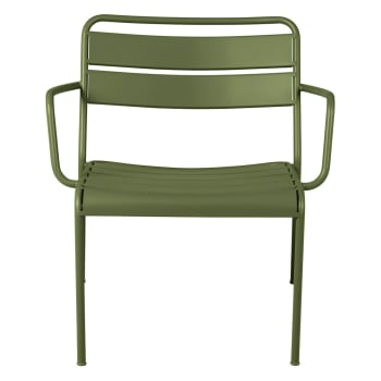 Opus - Fauteuil lounge d'extérieur métal vert foncé