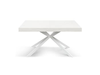 Camaiore - Tavolo legno, finitura bianco ,base X bianco, allungabile 140x90