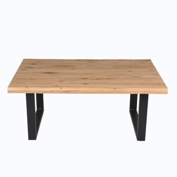 Calixte - Table basse bois de chêne, métal beige