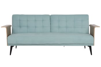 Maja - Canapé convertible  2 places bleu pastel H87