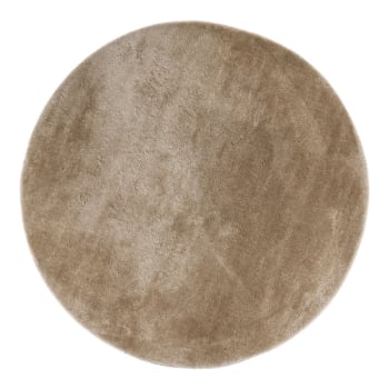 Danny - Grand tapis rond en tissu doux 160cm beige