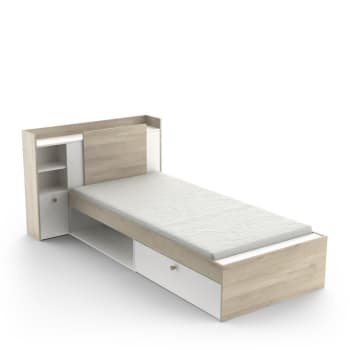 Life - Letto 90x190/200 cm con 1 cassetto e 1 nicchia - L124,5 cm