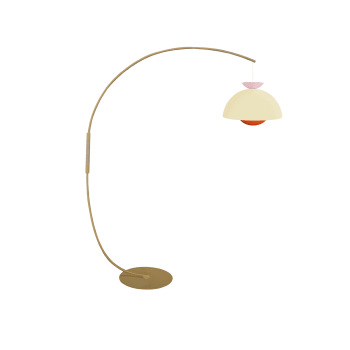 Agata curve - Lampadaire métal  crème,bois 245  cm