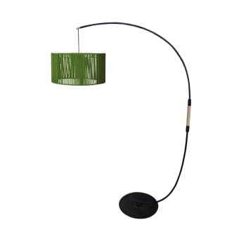 Luana curve - Lampadaire ficelle de coton vert 255  cm