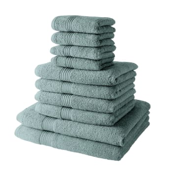 Serviette De Toilette 50x90 Cm 100% Coton Damier - Vert Olive - Tendance