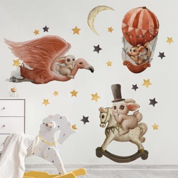 stickers-adesivi-in-vinile-amici-del-bosco-verde-e-grigio-woodland