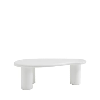 Luna - Table basse organique en fibre de ciment L120cm blanc