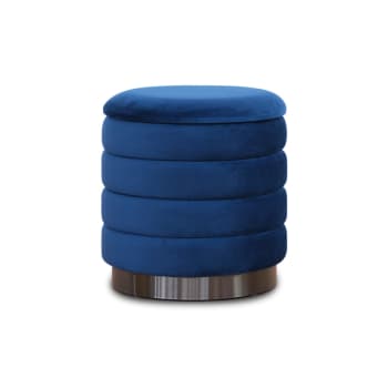 Elsa - Pouf contenitore in velluto blu