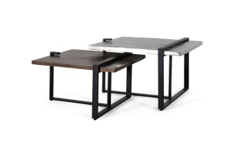 Ensemble de 2 tables basses en aluminium et métal