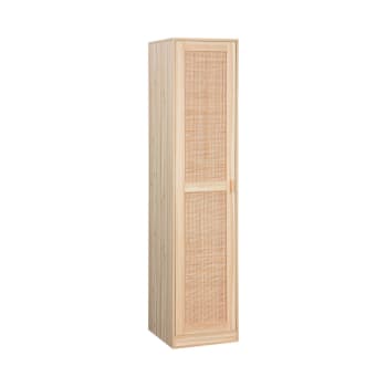 Camargue - Armoire dressing cannage et effet bois, garde-robe