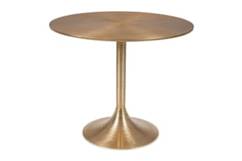 Hypnotising - Table de repas ronde 4 places en aluminium doré