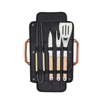 Mallette Ustensiles Barbecue 18 Pièces Alice's Garden - Spatule, Pince, Couteau, Brochettes - Acier Inox