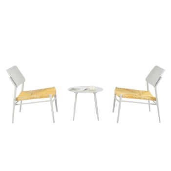 3-teiliges Bistro-Set aus Aluminium, beige