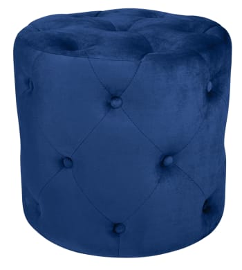 HONEY - Pouf in velluto capitonné blu