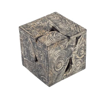 Black wood - Petit cube noir en bois de teck 30x30x30x30