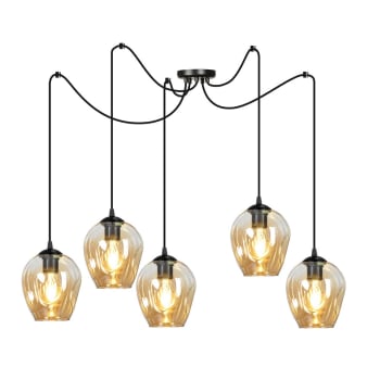 Maranto - Suspension de style moderne avec 5 câbles mobiles ambre