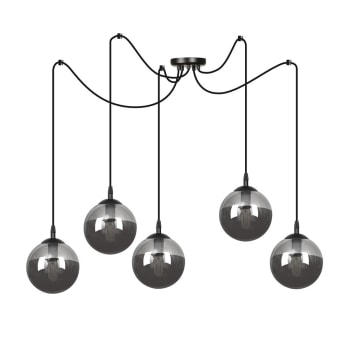 Fedora - Lámpara colgante con cables ajustables hasta 200cm y 5 esferas grafito