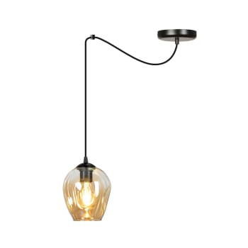 Lampada A Sospensione A 2 Luci Con Cavo Regolabile 150 Cm In Corda E Metallo Nero