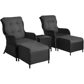 Benissa - Salon de jardin pour 2 à 4 personnes résistant aux intempéries noir