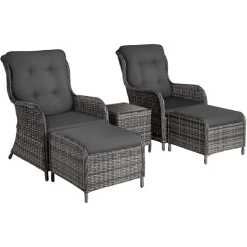 Benissa - Salon de jardin pour 2 à 4 personnes résistant aux intempéries gris