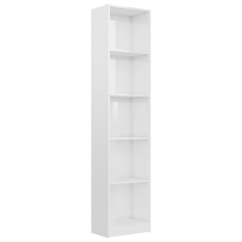 Libreria Moderna 5 Ripiani in Legno Bianco 40x24x175cm