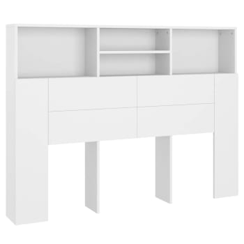 Mueble cabecero con armario de cama madera blanco 140x19x103,5cm