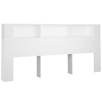 Mueble cabecero con armario de cama madera blanco 220x18,5x104,5cm
