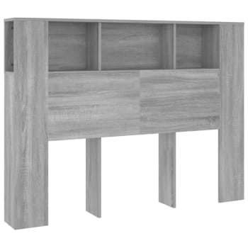 Mueble cabecero con armario de cama madera  gris 140x18,5x104,5cm