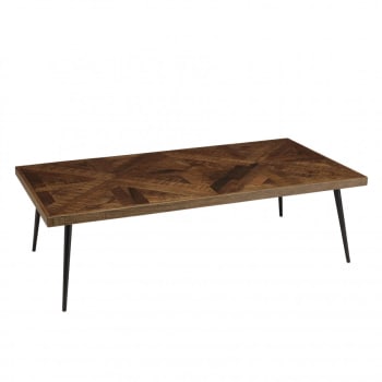 Kiara - Table basse rect. 135x70cm bois recyclé pieds métal