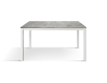 Ravenna - Tavolo legno finitura grigio, struttura in metallo bianco 110x68