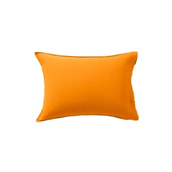 Songe - Taie d'oreiller rectangulaire lin lavé uni orange 50 x 70 cm