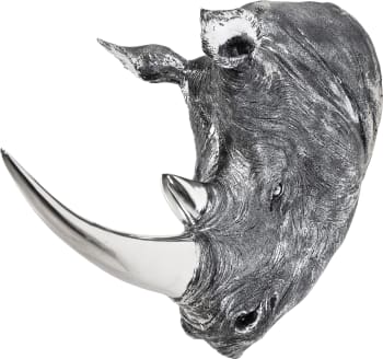 Kopf rhino antique - Wandschmuck Nashorn-Kopf, silber, 53x44cm