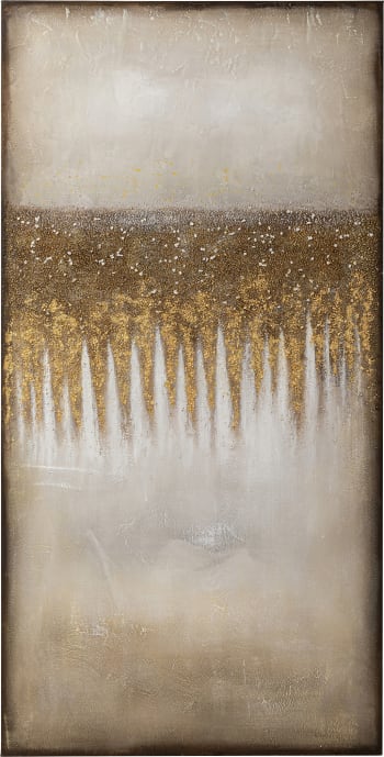 Abstract Fields - Leinwandbild Abstrakt, gold und beige, 100x200cm