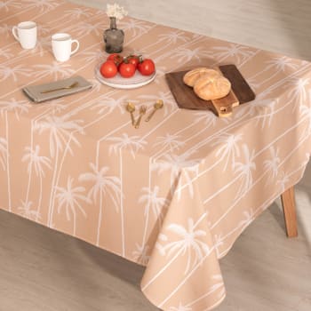 Arousa peach - Mantel de mesa antimanchas tacto tela naranja 140x240 cm