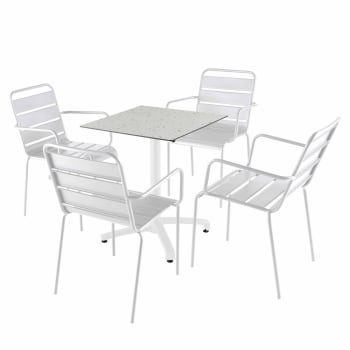 Kosmi 4er-Set Metallstühle Im Industriestil – Verzinkt, Stapelbar – Für Küche, Garten & Co.