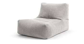 Shara - Pouf d'intérieur avec dossier en velours gris clair 65x100x65