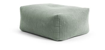 Shara - Pouf repose pied carré velours grosse cote  sauge 55x65x35