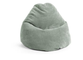 Shara - Pouf poire XXL d'intérieur velours grosse cote sauge 80x130