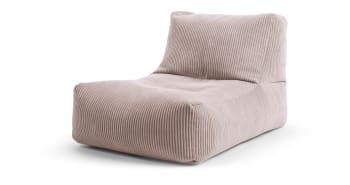 Shara - Pouf d'intérieur avec dossier en velours rose 65x100x65