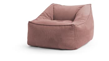 Inga - Pouf d'intérieur avec dossier en velours rose 95x75x60