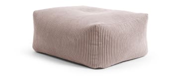 Shara - Pouf repose pied carré velours grosse cote  rose 55x65x35