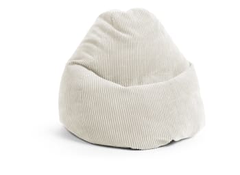 Shara - Pouf poire XXL d'intérieur velours grosse cote beige 80x130