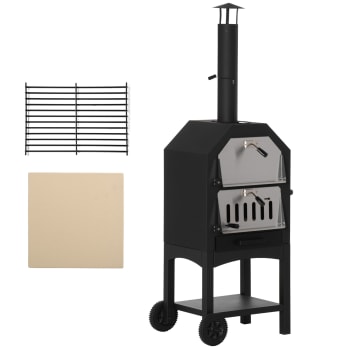 Outsunny - Forno per pizza barbecue a carbonella con termometro in acciaio