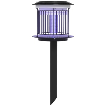 Outsunny - Set 2 lampade antizanzare con luce led e uv a ricarica solare e usb