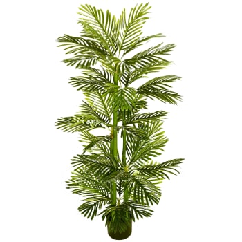 Homcom - Pianta artificiale di palma 140cm 75 foglie e 5 rami con vaso